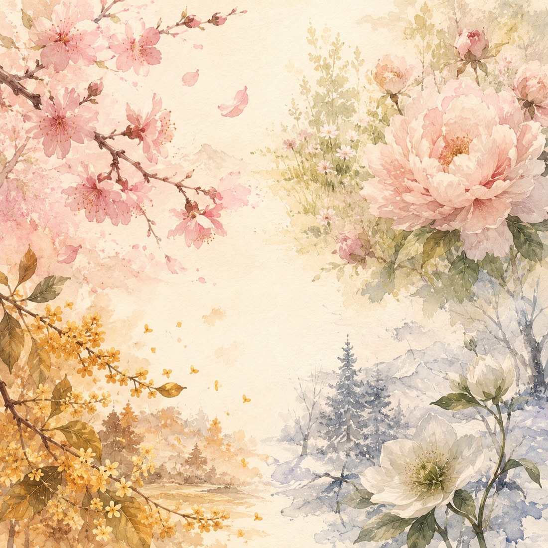 The Florals · Four Seasons — ภาพสีน้ำสี่ฤดู